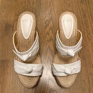 Alexandre Birman Cream Leather Knotted Espadrille Mules